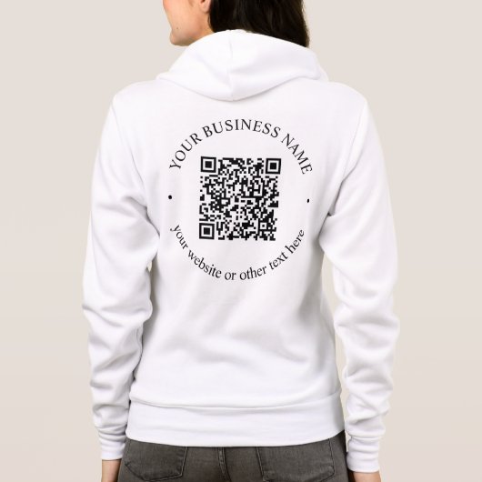 Uw geüploade QR-code plus bewerkbare circulaire te Hoodie (Achterkant)