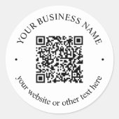 Uw geüploade QR-code plus bewerkbare circulaire te Ronde Sticker (Voorkant)