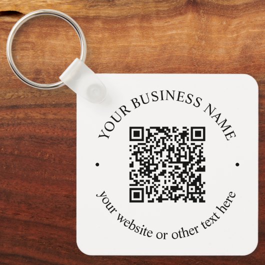 Uw geüploade QR-code plus bewerkbare circulaire te Sleutelhanger (Voorkant)