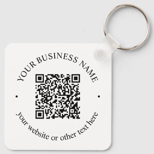 Uw geüploade QR-code plus bewerkbare circulaire te Sleutelhanger (Achterkant)