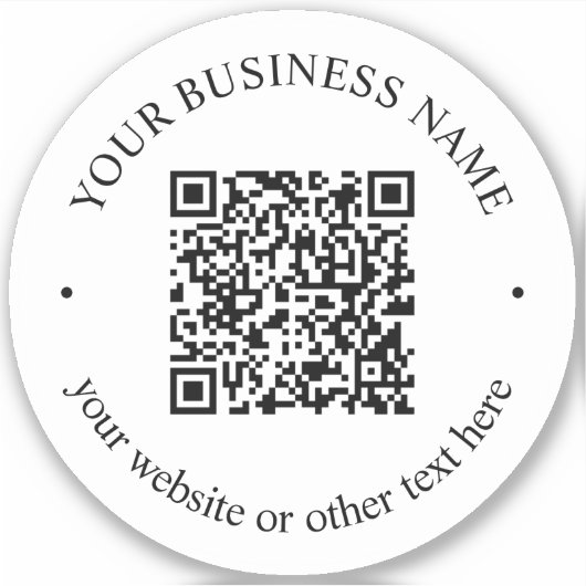 Uw geüploade QR-code plus bewerkbare circulaire te Sticker (Voorkant)