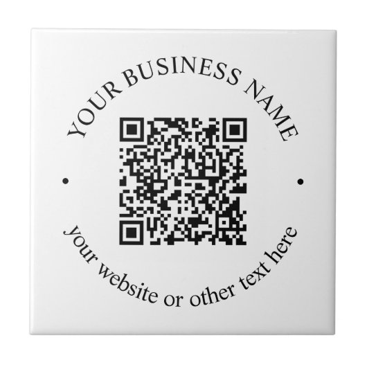 Uw geüploade QR-code plus bewerkbare circulaire te Tegeltje (Voorkant)