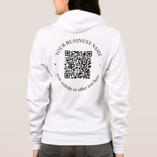 Uw geüploade QR-code plus bewerkbare cirkelvormige Hoodie (Achterkant)