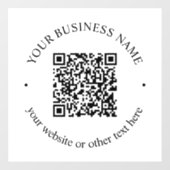 Uw geüploade QR-code plus bewerkbare cirkelvormige Raamsticker (Vel)