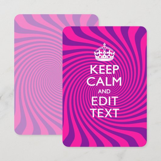 Uw Gezegde voor 'Keep Calm' op Hot Pink (Voorkant / Achterkant)
