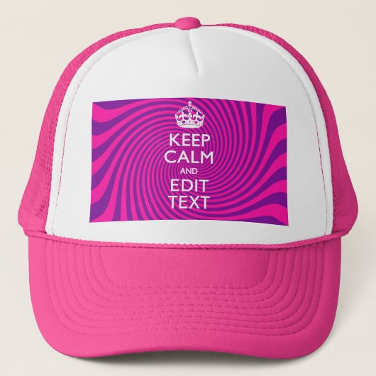Uw Gezegde voor 'Keep Calm' op Hot Pink Trucker Pet (Voorkant)