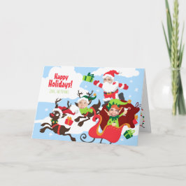 Uw Gezicht hier! Familie van Grappige Kerstkaart 3 Feestdagen Kaart