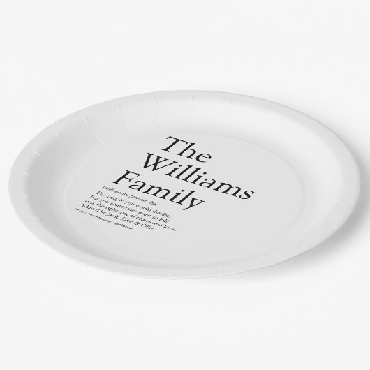 Uw gezinsdefinitie Modern zwart-wit Papieren Bordje (Gekanteld)