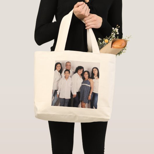 UW GEZINSPORTRAIT AANGEPASTE FOTO-TAS GROTE TOTE BAG (Voorkant (product))