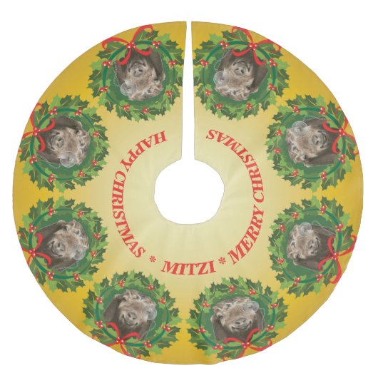 UW GOAT- OF PET-FOTO'S EN NAAM kerstgoud Kerstboom Rok (Voorkant)