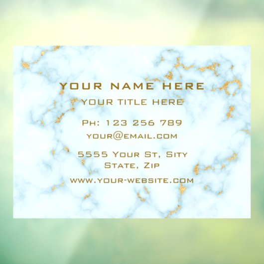 Uw Gouden Wit Marmeren Gouden Tekstvenster Cling Raamsticker (Vel 3)