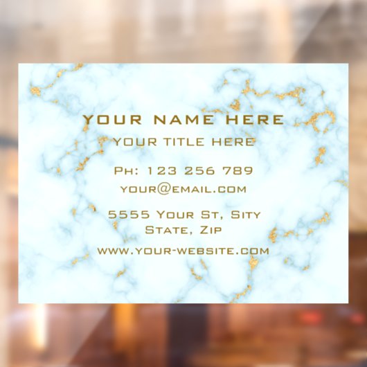 Uw Gouden Wit Marmeren Gouden Tekstvenster Cling Raamsticker (Vel 2)