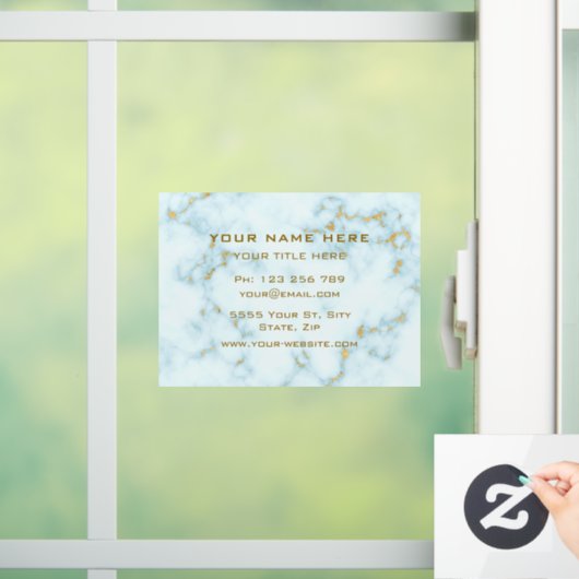 Uw Gouden Wit Marmeren Gouden Tekstvenster Cling Raamsticker (Huis)
