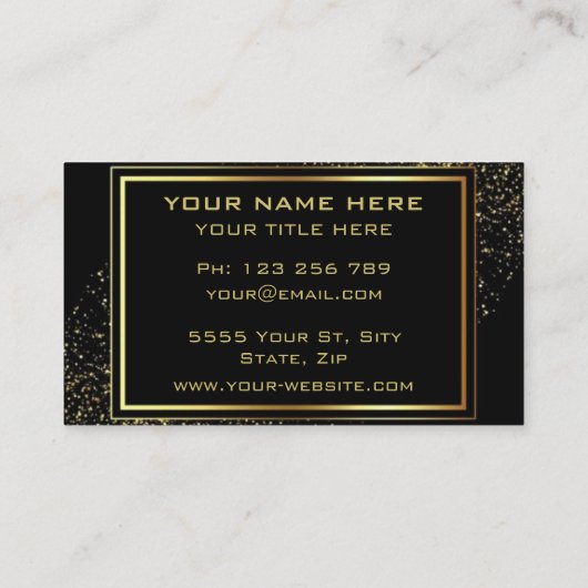Uw Gouden Zwart Visitekaartje met Gouden Tekst (Achterkant)