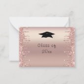 Uw Graduation Party Invitation Roos Gold Glitter Notitiekaartje (Achterkant)