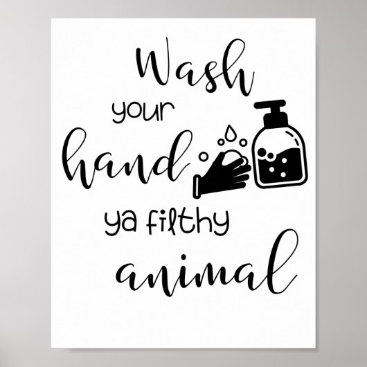 uw hand wassen met een vuil dier poster (Voorkant)