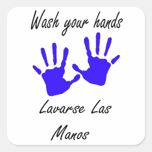 uw handen wassen vierkante sticker (Voorkant)