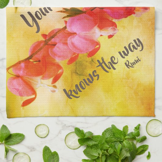 Uw hart kent bloedingen Inspirerend hart Theedoek (Gevouwen)