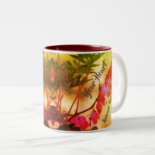 Uw hart kent bloedingen Inspirerend hart Tweekleurige Koffiemok (Voorkant rechts)