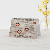 Uw hartslag is mijn muziek romatic greetingcard kaart (Gele Bloem)