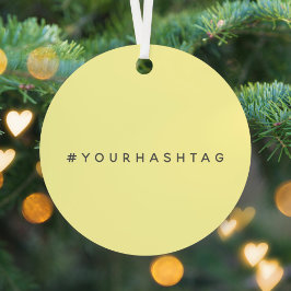 Uw hashtag # | Modern Yellow Social Media Viral Metalen Ornament