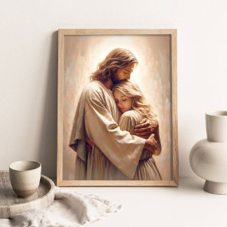 Uw Heiland, Christelijke Schilderkunst, Jezus knuf Poster