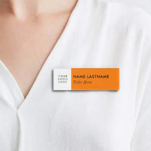 Uw heldere Oranje witte elegante moderne Logo Naambadge