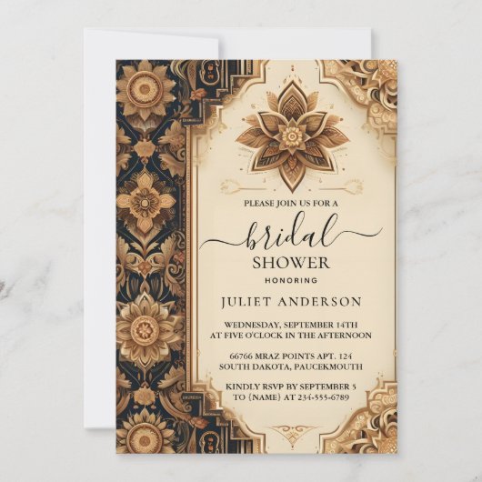 Uw Hindi Henna Mehndi Indiase stijl Vrijgezellenfe Kaart (Voorkant)