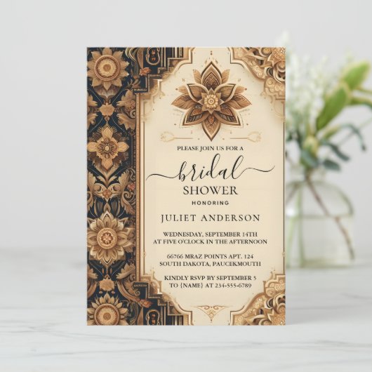 Uw Hindi Henna Mehndi Indiase stijl Vrijgezellenfe Kaart (Staand voorkant)