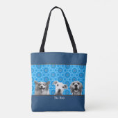 Uw Hond(en) Foto voor Hond Mama Lovers Blauw Patro Tote Bag (Achterkant)
