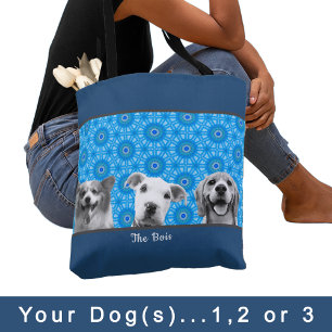 Uw Hond(en) Foto voor Hond Mama Lovers Blauw Patro Tote Bag