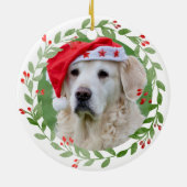 Uw hond Foto 1 Kerstmis in FurEver Home Keramisch Ornament (Achterkant)