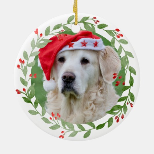 Uw hond Foto 1 Kerstmis in FurEver Home Keramisch Ornament (Achterkant)