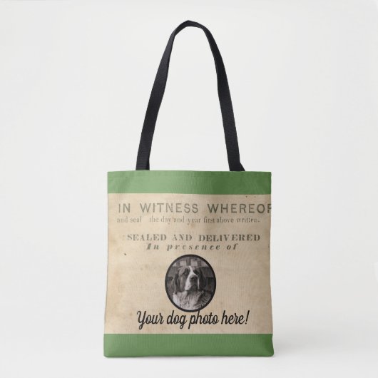 Uw hond Foto in Paws 1860 Juridisch Document antie Tote Bag (Voorkant)