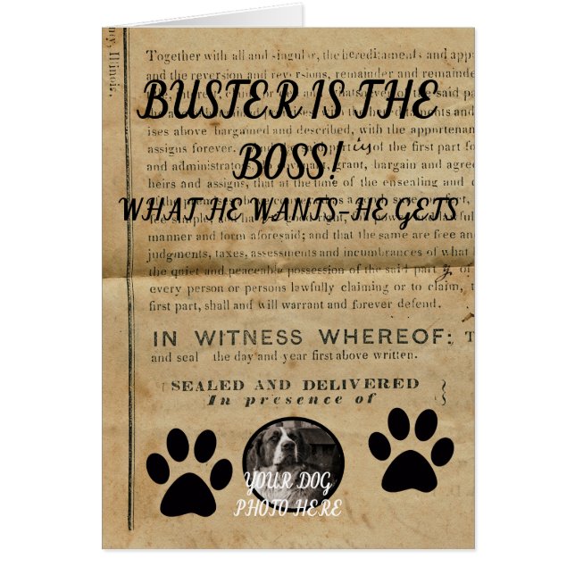 Uw hond Foto in Paws 1860 Legal Document Funny (Voorkant)