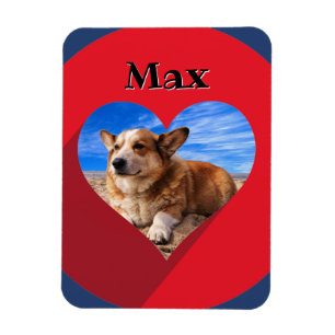 Uw hond Foto in Red Heart Name Lijst Love Magneet