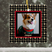 Uw Hond Foto met Gouden Pawprints op Zwart Keramisch Ornament