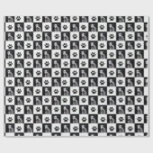 Uw Hond Foto Zwart-wit Geruite Stijlvol Cadeaupapier (Vlak)