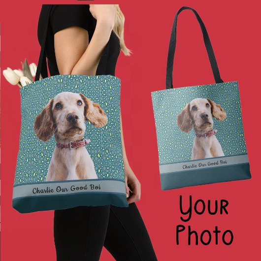 Uw hond fotonaam lettertype kleuropties tote bag