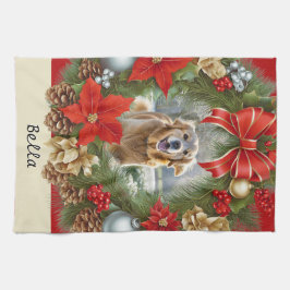 Uw hond Huisdier Foto Afbeelding Feestelijke Kerst Theedoek