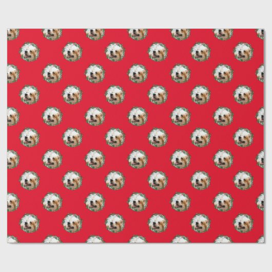 Uw hond in kerstpapier met rode rode omhulling cadeaupapier (Vlak)