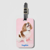 Uw hond, of huisdier foto, blauwe naam bagagelabel (Voorkant (verticaal))