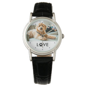 Uw hond of kat foto   Liefde met pooafdrukken Horloge