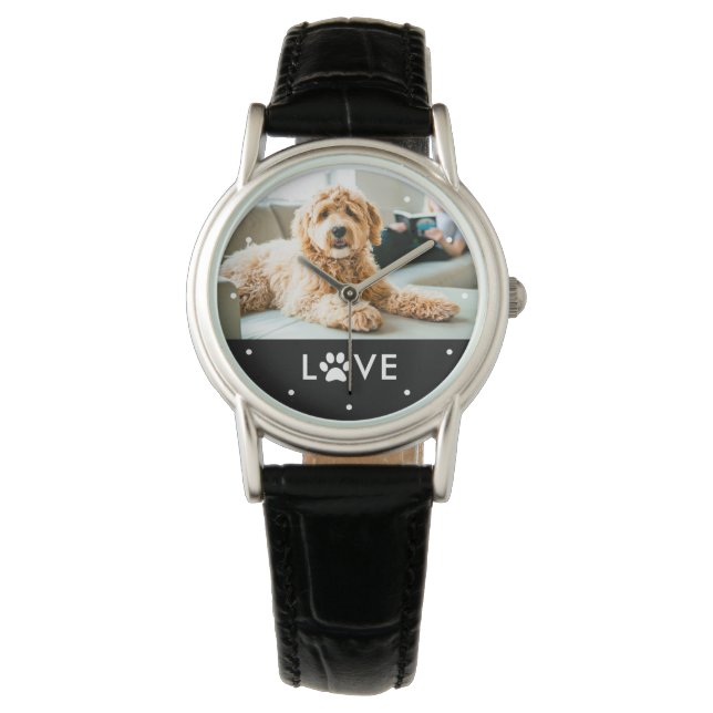 Uw hond of kat foto | Liefde met pooafdrukken Horloge (Voorkant)