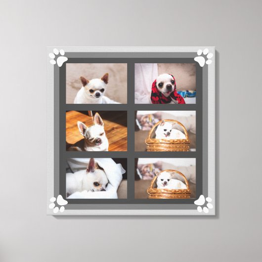 Uw hond puppy aangepaste fotocollage chihuahua canvas afdruk (Voorkant)
