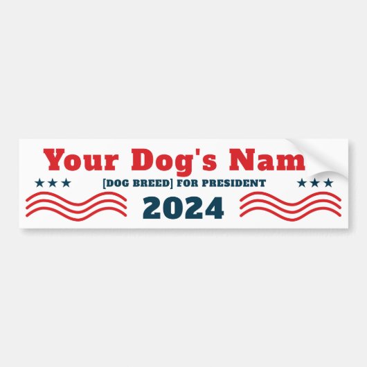 Uw hond voor President 2024 Funny Patriotic Bumpersticker (Voorkant)