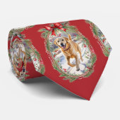 Uw Honden Foto Aangepaste Heren Kerstmis Stropdas (Opgerold)