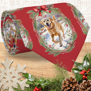 Uw Honden Foto Aangepaste Heren Kerstmis Stropdas