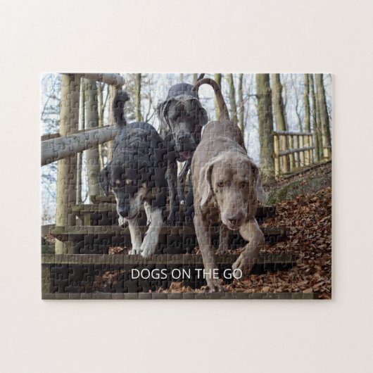 Uw honden foto's op maat voor onderweg legpuzzel (Horizontaal)