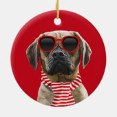 Uw Hondenfoto w / Leuke digitale Kerst Accessoires Keramisch Ornament (Achterkant)